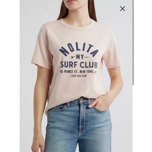 NWOT Women’s Faherty Nolita Sunwashed Cotton Graphic T-Shirt in Peach Whip SZ XS